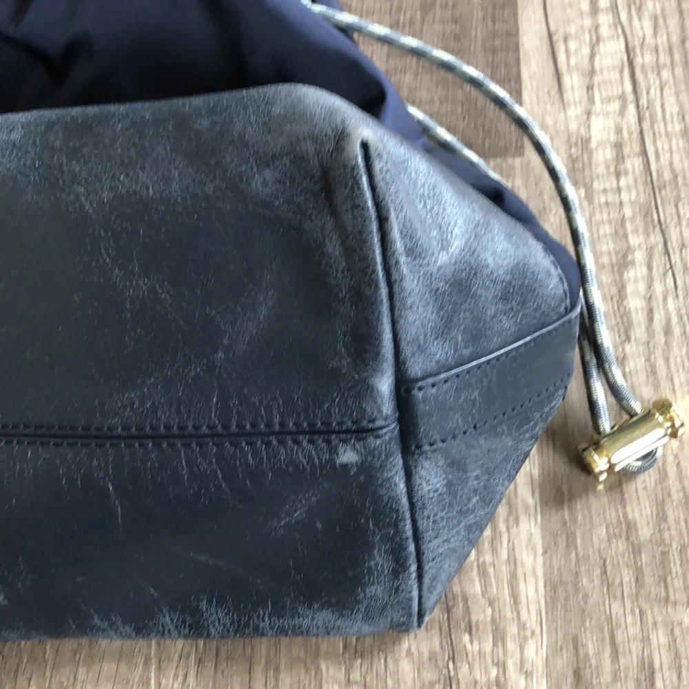 Tory Burch Navy Blue Nylon Cinched Tote Bag - Picture 7 of 14